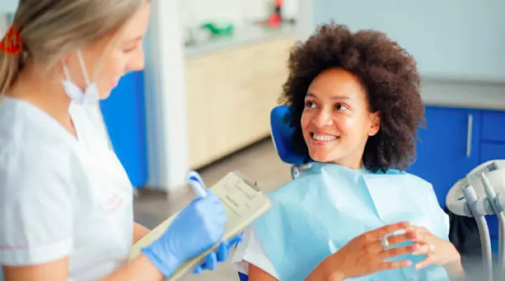 Patient receiving cosmetic dentistry